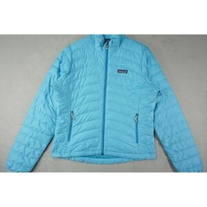 Patagonia Jacket Down Sweater Puffer Womens S Blue Full Zip Puff Goose Outdoor